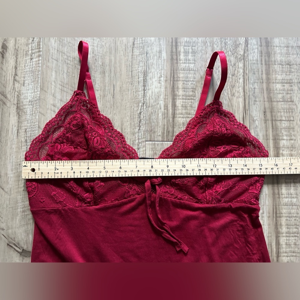Red Lace Trim Camisole sexy intimates layer statement holiday - Picture 6 of 9